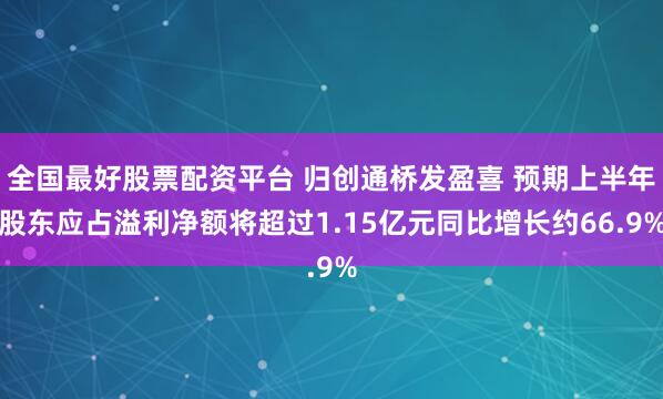 全国最好股票配资平台 归创通桥发盈喜 预期上半年股东应占溢利净额将超过1.15亿元同比增长约66.9%