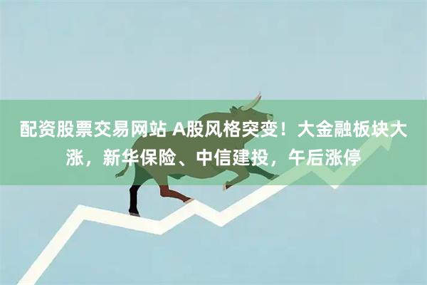 配资股票交易网站 A股风格突变！大金融板块大涨，新华保险、中信建投，午后涨停